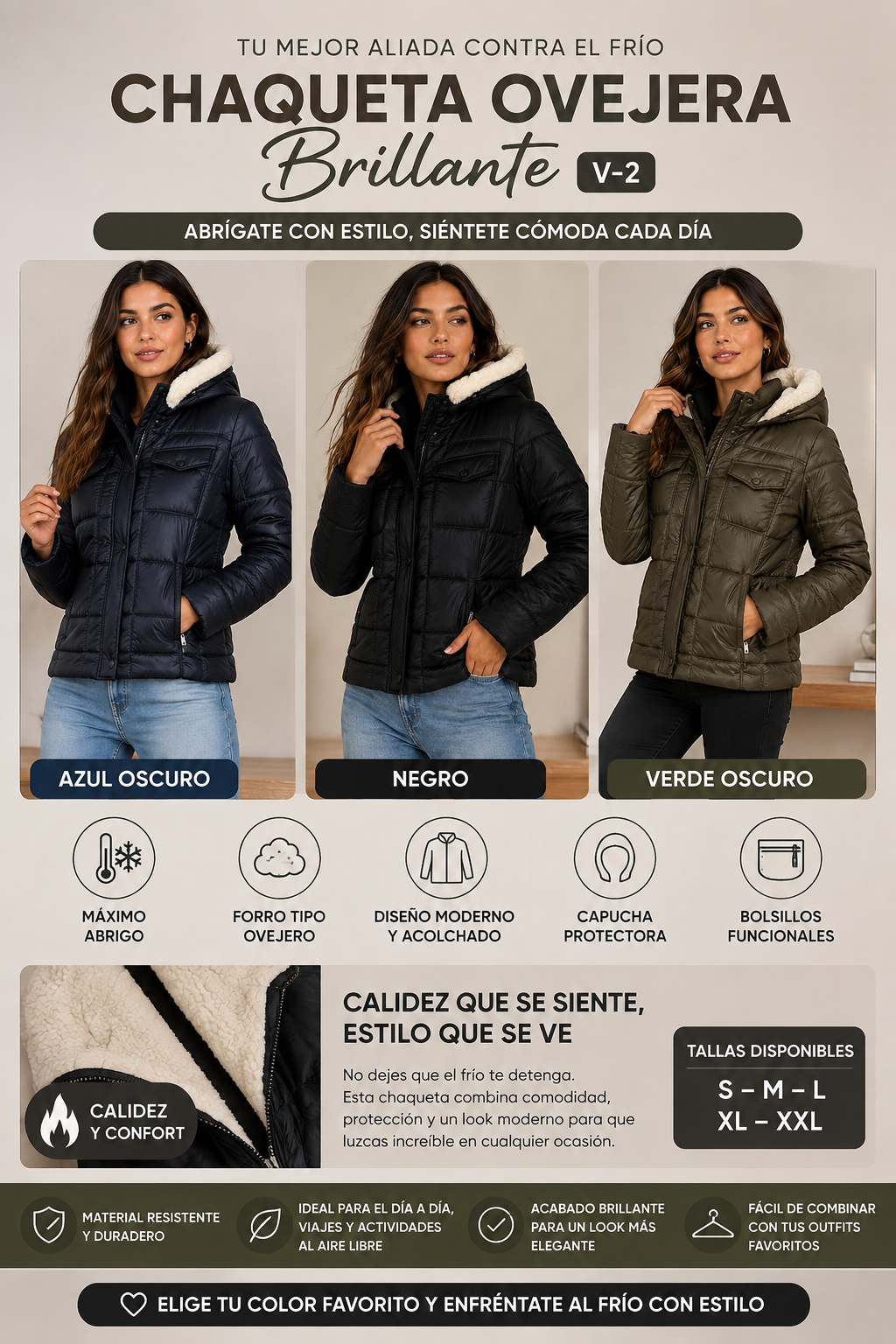 Chaqueta ovejera brillante    V-2